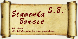 Stamenka Borčić vizit kartica